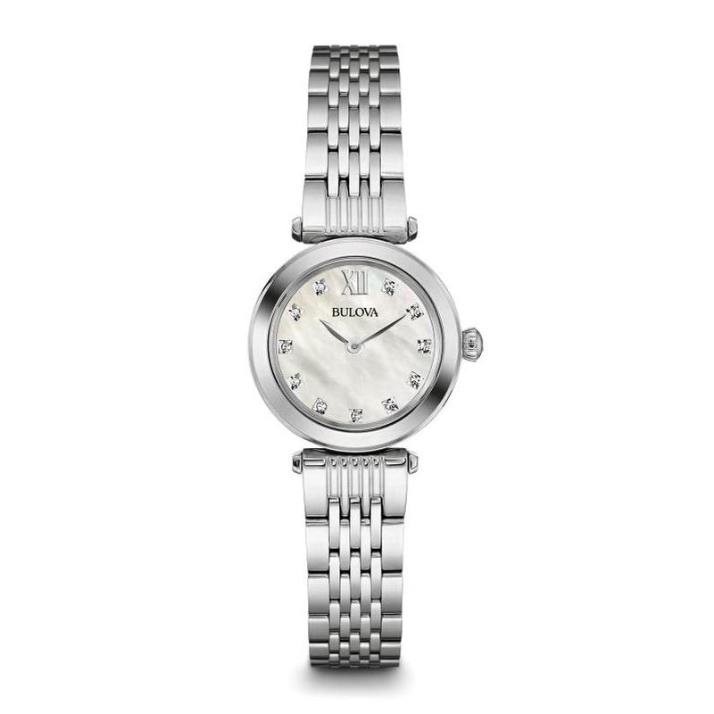 bulova mother of pearl watch with diamonds