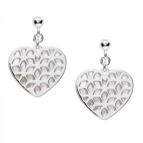 Buy Fossil Ladies Earrings Sterling Silver JFS00489040 Heart Mother of Pearl