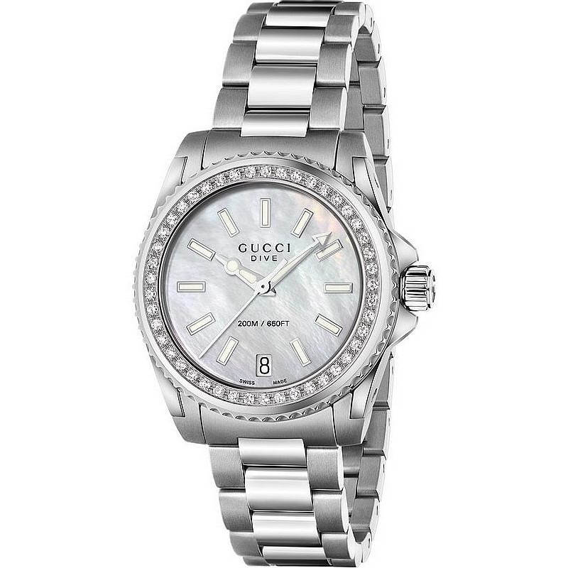 Gucci mother of hot sale pearl diamond watch