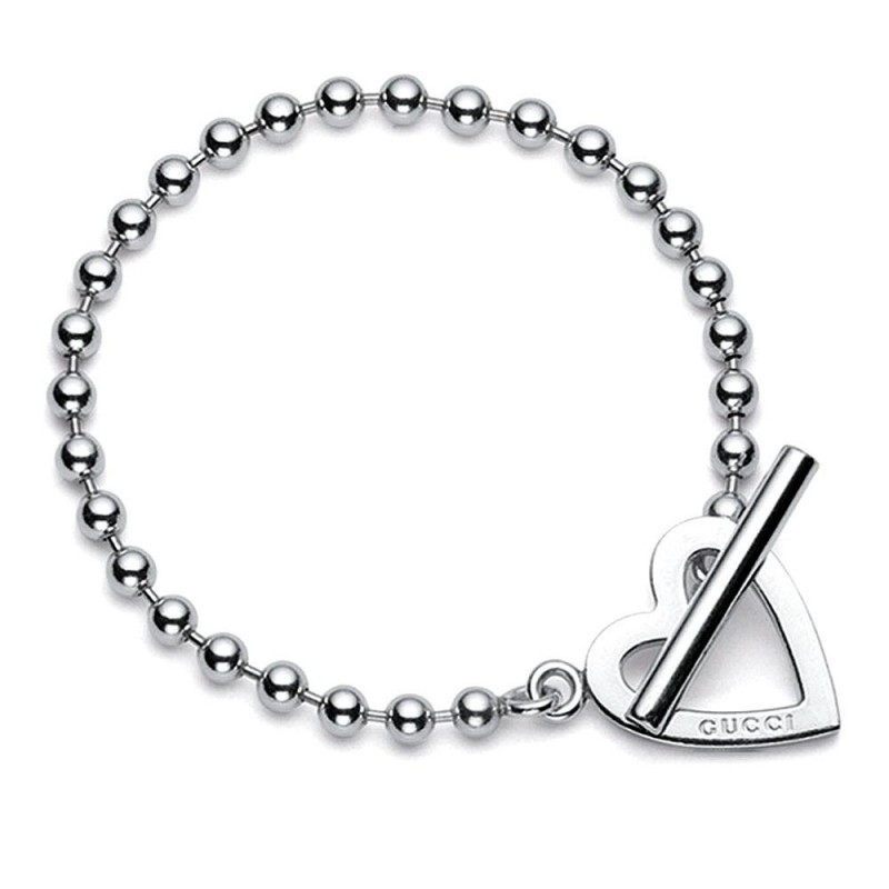 gucci silver toggle heart bracelet