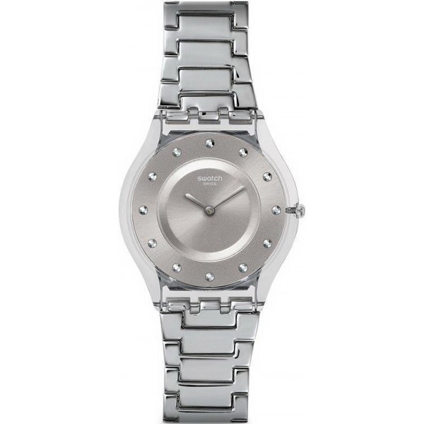 Buy Swatch Ladies Watch Skin Classic Silver Drawer SFK393G