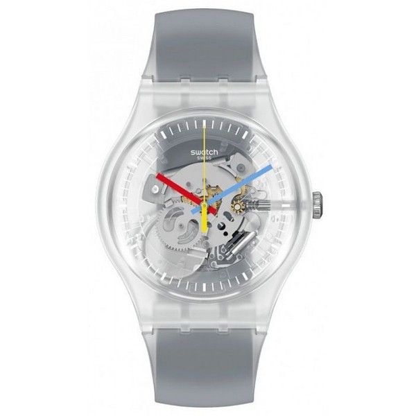 Buy Unisex Swatch Watch New Gent Clearly Black Striped SUOK157