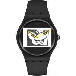 Reloj Mickey Mouse Swatch Mickey Blanc Sur Noir SUOZ337