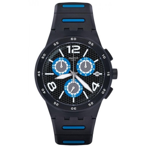 Buy Swatch Men's Watch Chrono Plastic Black Spy SUSB410 Chronograph