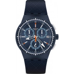 Men's Swatch Watch Chrono Plastic Gara In Blu SUSN410 Chronograph